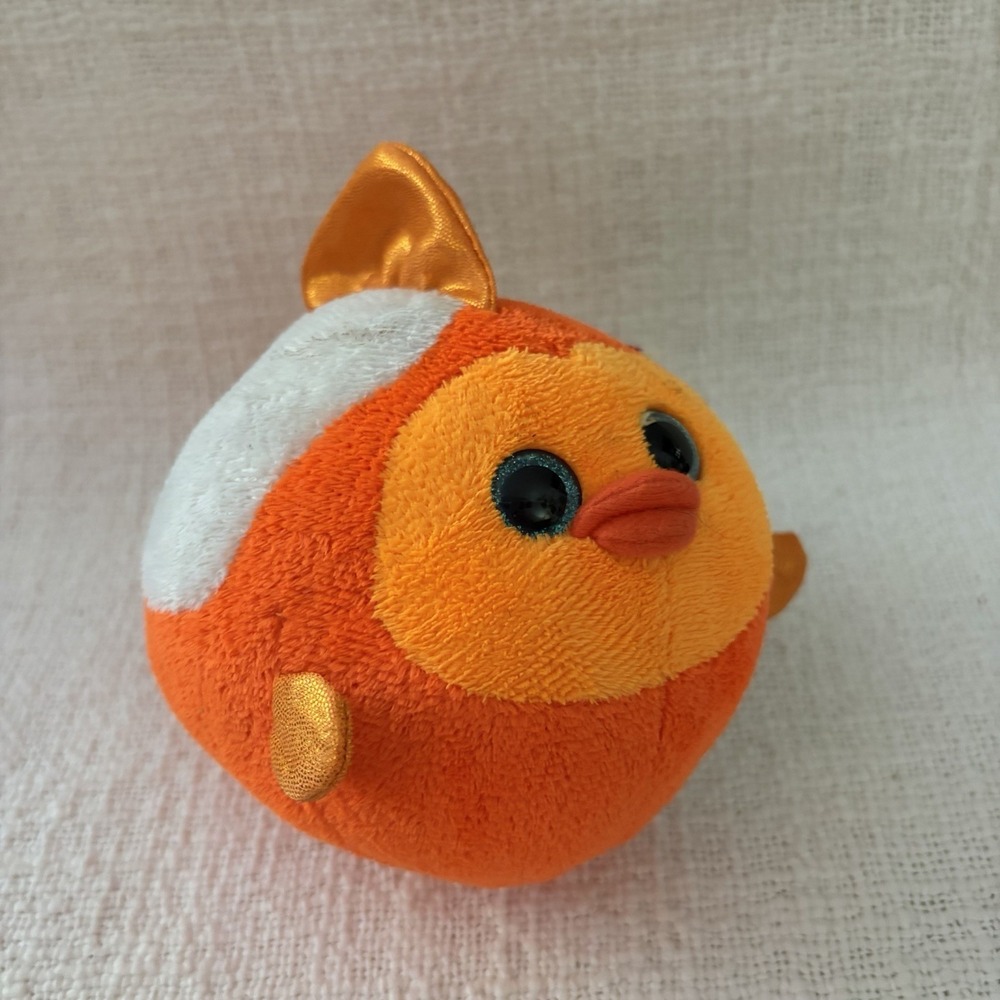 Ty Beanie Ballz Bubbles Orange Fish Toy Stuffed Animal Lovey Ball